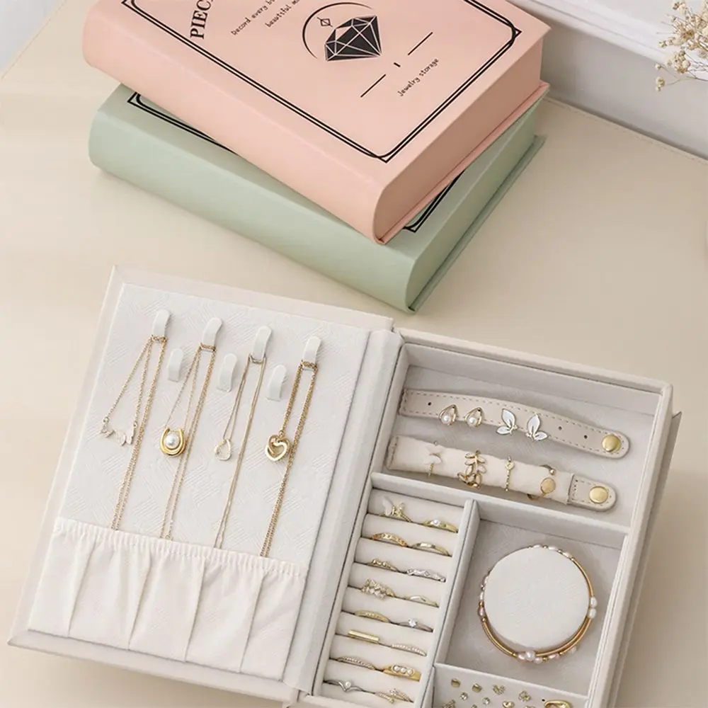 

PU Premium New Book Jewelry Box Creative Portable Jewelry Storage Box Large Capacity High Appearance Level Jewelry Holder Travel