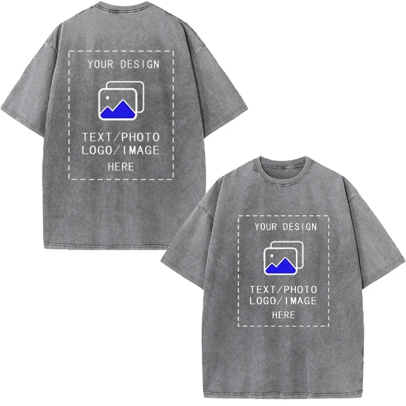 Vintage Loose T-shirt Men's Customized T-Shirt 100% Cotton Washed Style Team Gathering Gym Workout Fashion Street Daily Fit view 3