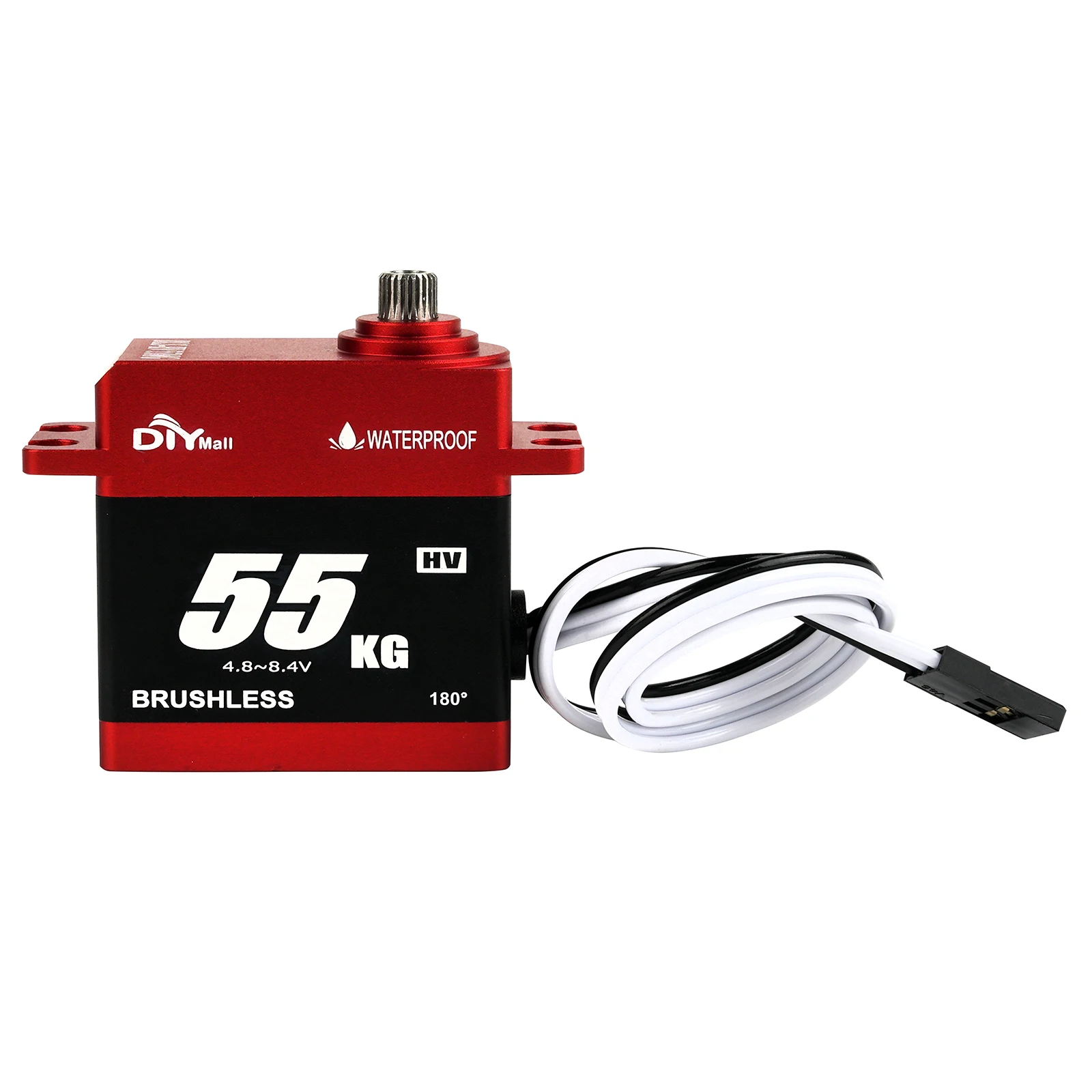 BLS-HV55MG 55KG Brushless Digital Servo Metal Gear High Torque 180/270/360 Degree Waterproof IP67 for 1/10 RC Car Truck Robot