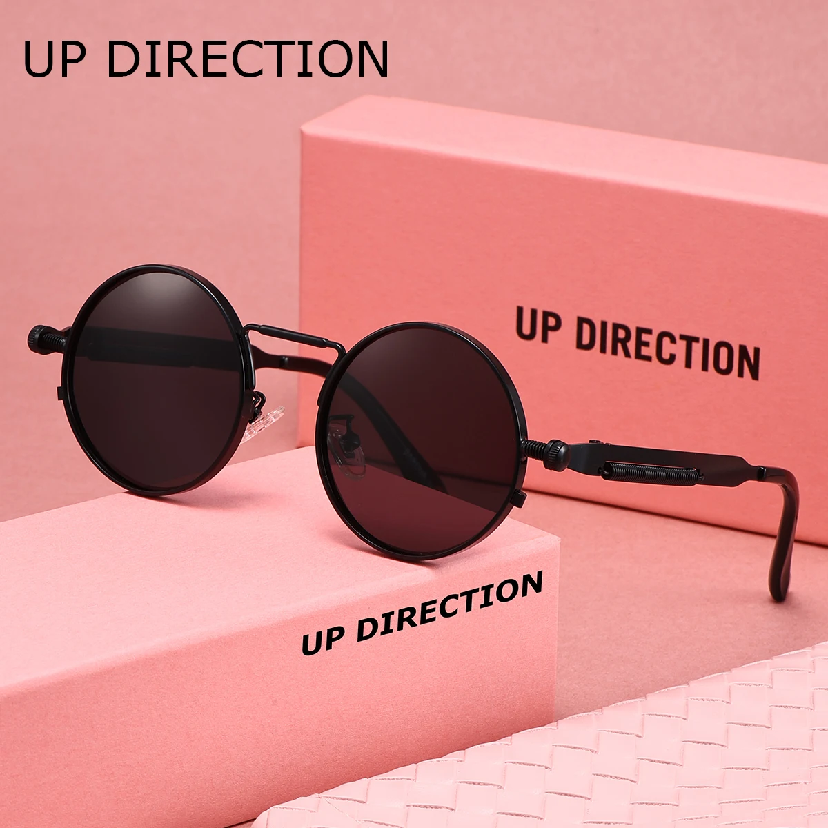 

UP Direction 1 шт. модные женские поляризационные солнцезащитные очки в круглой оправе в стиле ретро для отдыха, повседневные мужские очки для покупок, фотографии