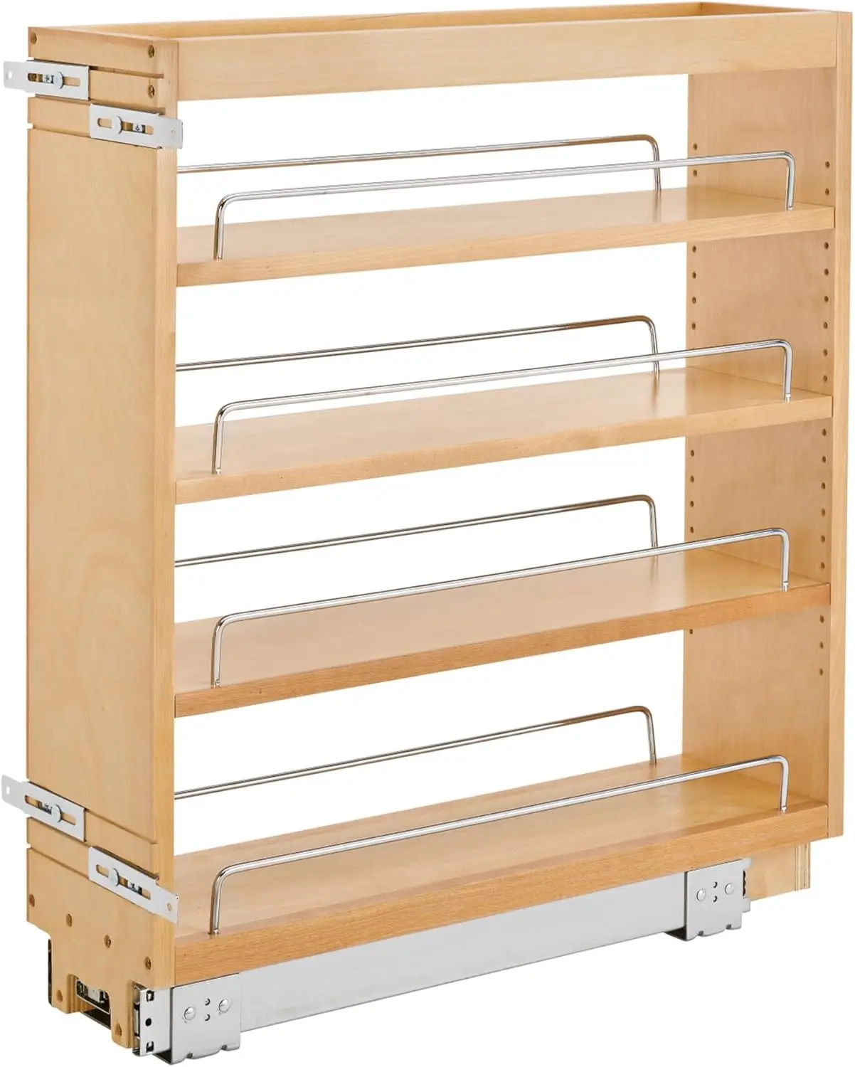 

6.5" Pullout Kitchen Cabinet Storage Organizer Slide Out Pantry Spice Rack with Adjustable Shelves, Natural Maple, 448-BC-6C