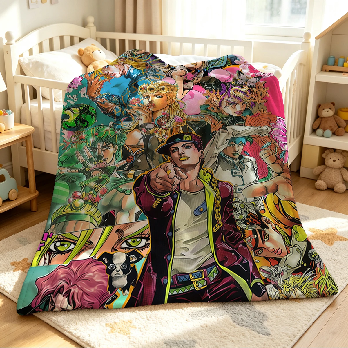 Jojo's Bizarre Adventure Blanket Soft Cozy Throw for Sofa Bed Festive Holiday Decor Gift for Kids and AdultsLightweight and Warm