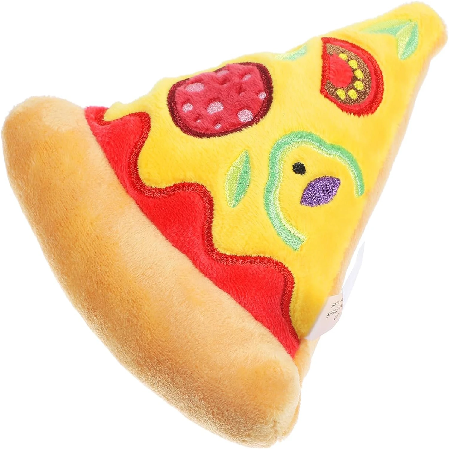 Fun and Interactive Plush Pizza-Shaped Dog Toy with Squeaker - Durable Design Promotes Playful Biting and Chewing - Entertaining