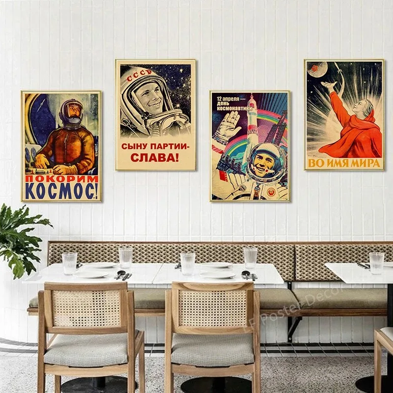 Soviet Space Rocket Posters USSR Poster Spacecrafts Astronaut Home Room Club Bar Decor Canvas Painting Prints Art Wall Picture