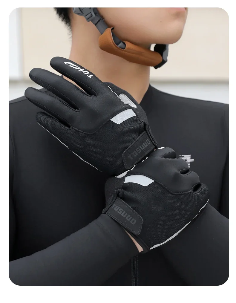 TOSUOD Winter-Fahrradhandschuhe MTB Vollfinger-Fahrradhandschuhe Touchscreen-fähig Rutschfeste Silikon-Handflächenauflage Fahr- und Reithandschuhe – Detail 4