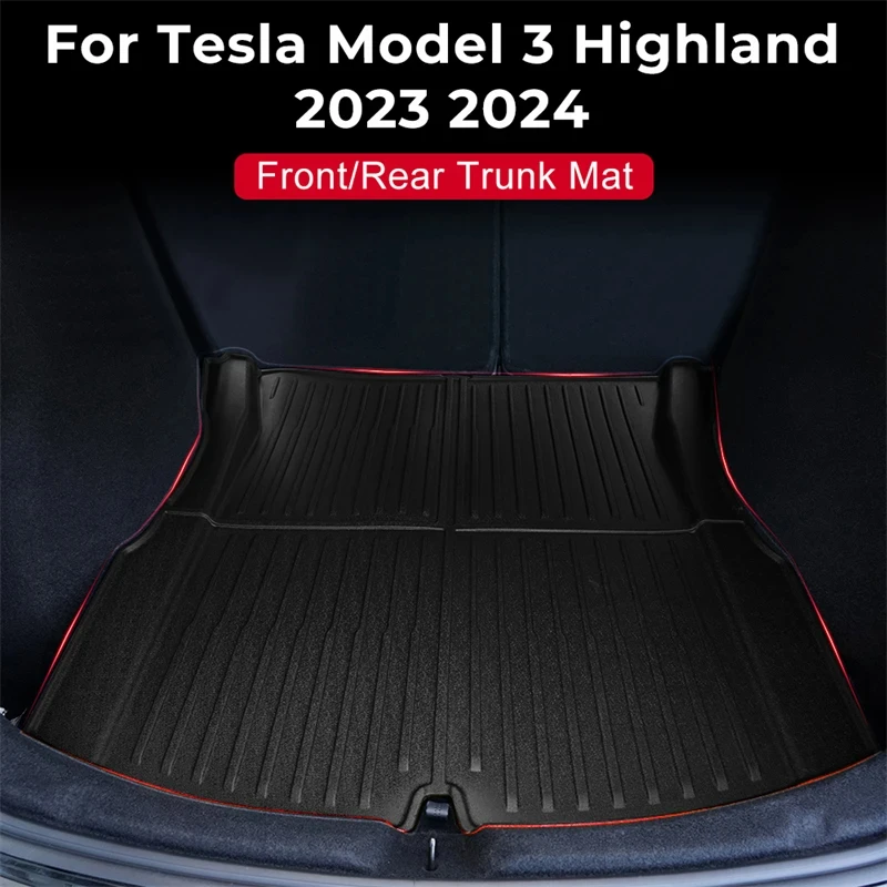 

Коврики для багажника Tesla Model 3 Highland 2023 2024 TPE, передняя и задняя багажника для любой погоды, защитный коврик для хранения Frunk, водонепроницаемая подушка