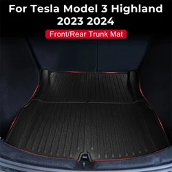 Trunk Mats For Tesla Model 3 Highland 2023 2024 TPE Front Rear All-Weather Trunk Frunk Storage Protective Pad Waterproof Cushion