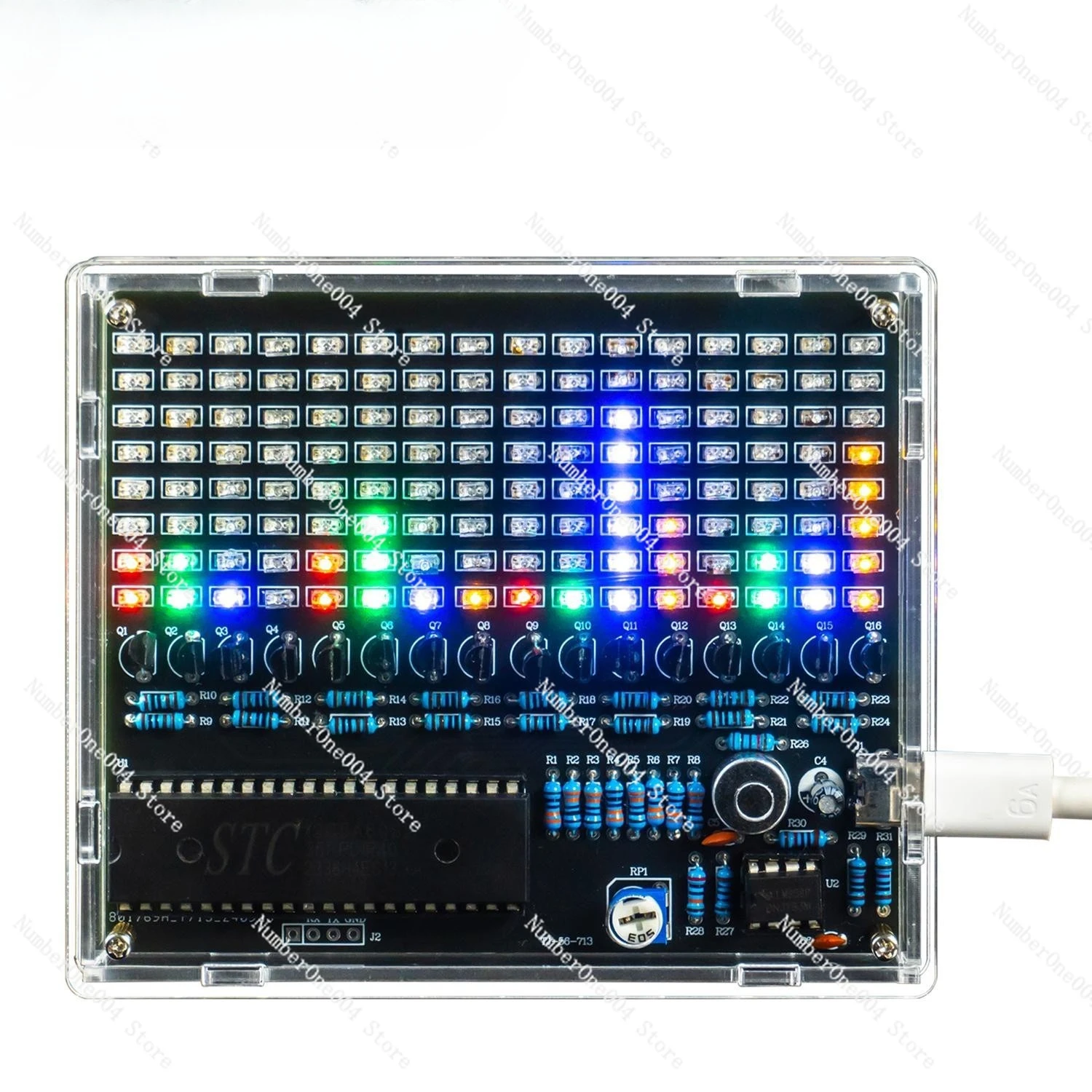 

Four-color Voice-activated LED Spectrum Rhythm Light 8x16LED Matrix Screen, Full Plug-in Welding Parts TJ-56-713