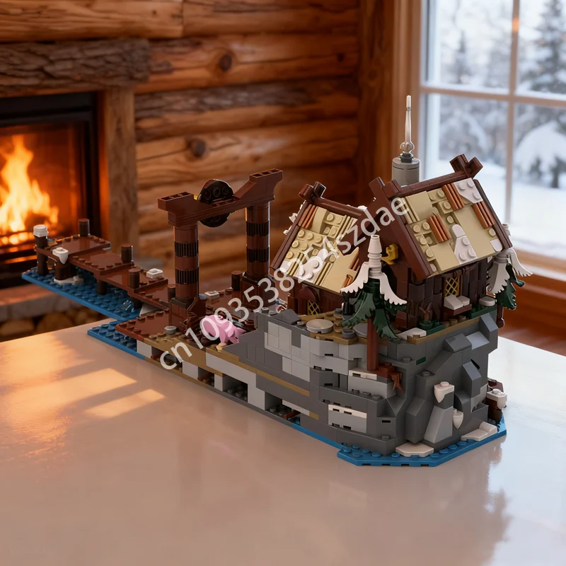 

1038 шт. MOC деревня викингов, модель викингов, строительные игрушки, блоки, сборка, образовательный кирпич, Рождественский подарок, детский день рождения