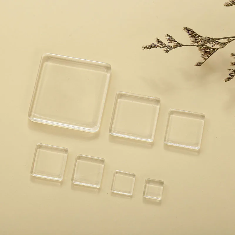 8/10/12/14/15/16/18/20/25/30/38mm Clear Flat Square Cabochons Transparent Glass Cabochon For DIY Jewelry Making Supplies