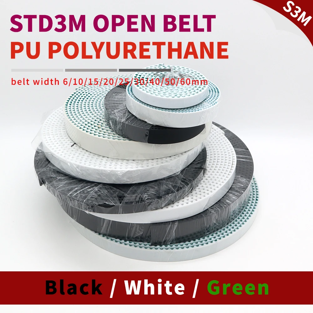 PU S3M Open Belt STD3M Belt S3M Synchronous Belt 10mm 15mm 20mm Belt S3M Polyurethane Steel Belt For CNC STD 3M Timing Belt S3M