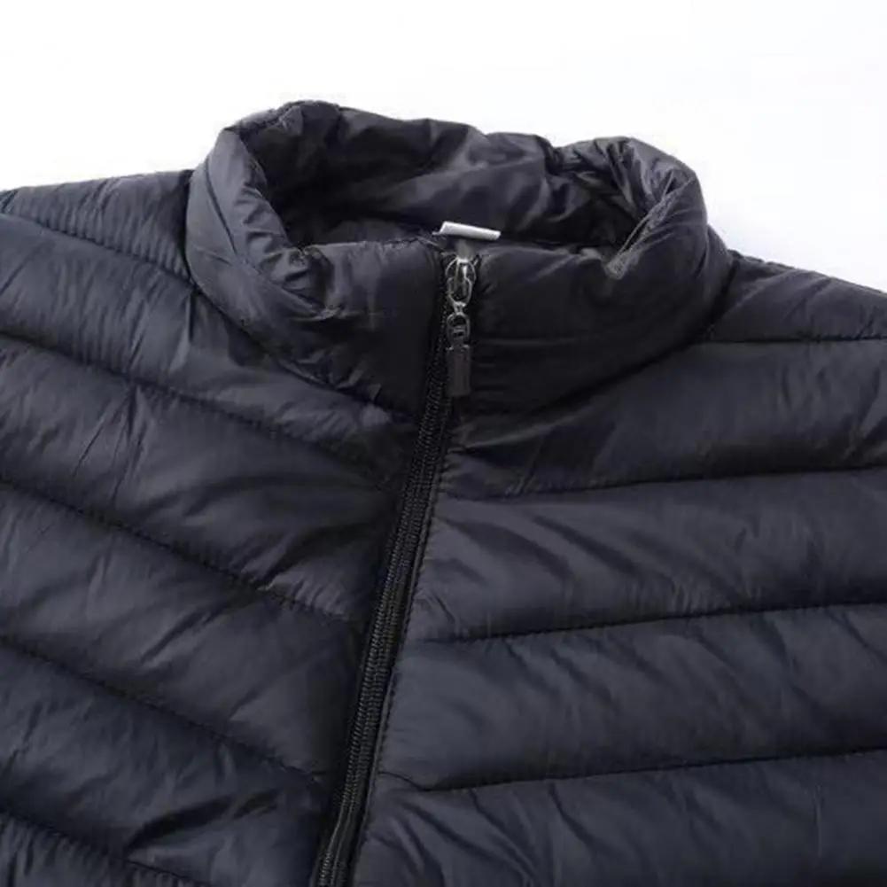 

2026 Men Waistcoat Vest Stand Collar Sleeveless Zipper Closure Windproof Vest with Pockets Solid Color Winter Thermal Jacket