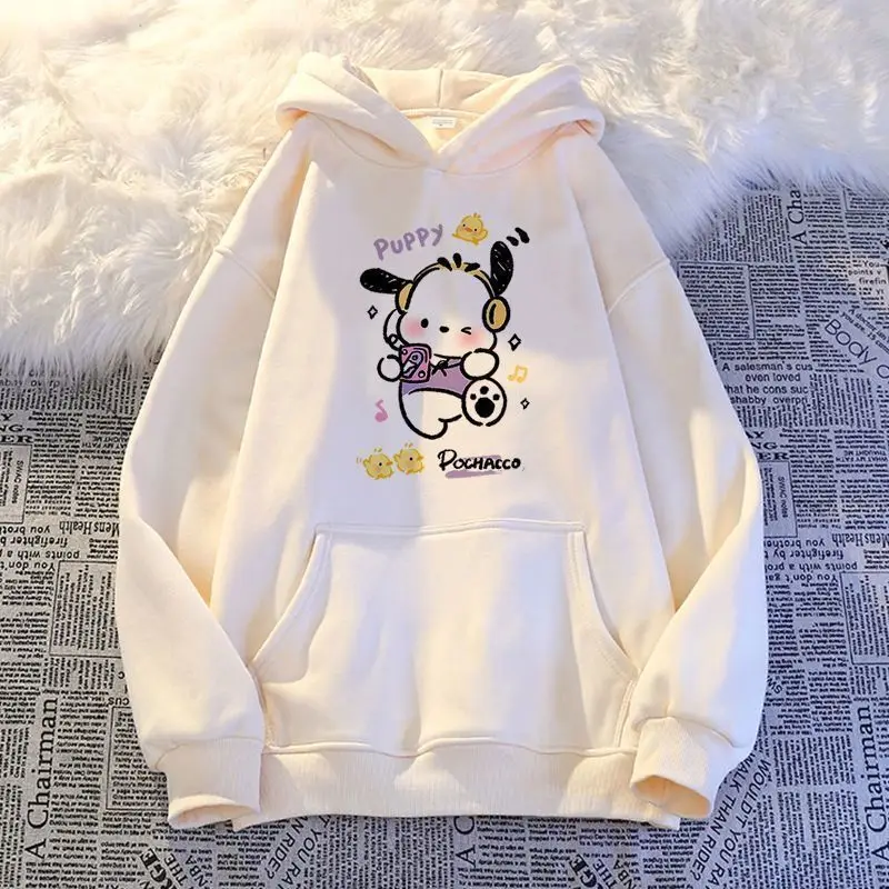 Japanese Sanrio Pochacco Printed Hoodie Couple Fashion Versatile Sweatshirt Streetwear Women Aesthetic Y2k Top Sweatshirt Hoodie