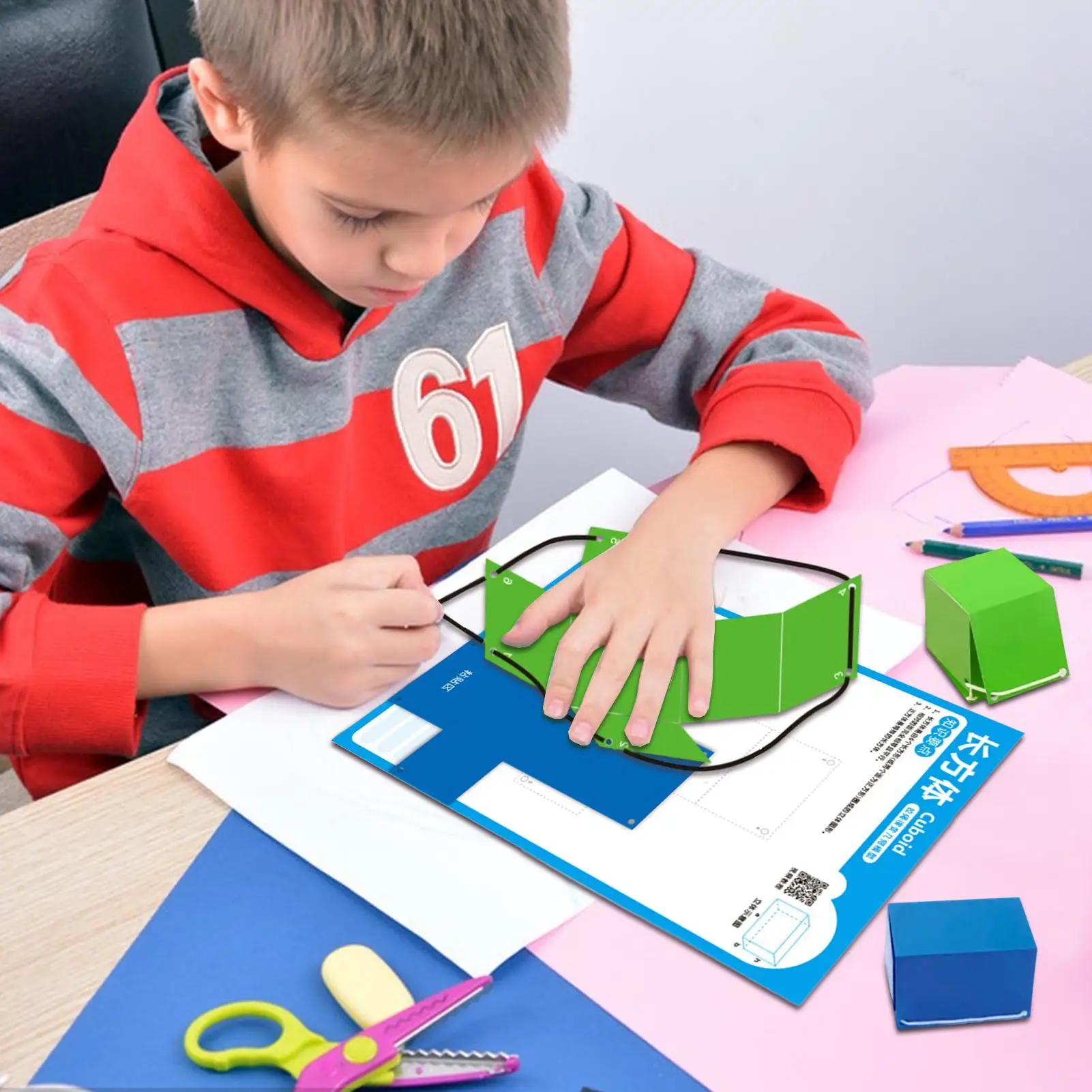 Geometry Book Pull String 3D Geometry Learning Book Toy 3D for Teach Volume Surfaces Area Drafting Kids Ages 5-12 Families