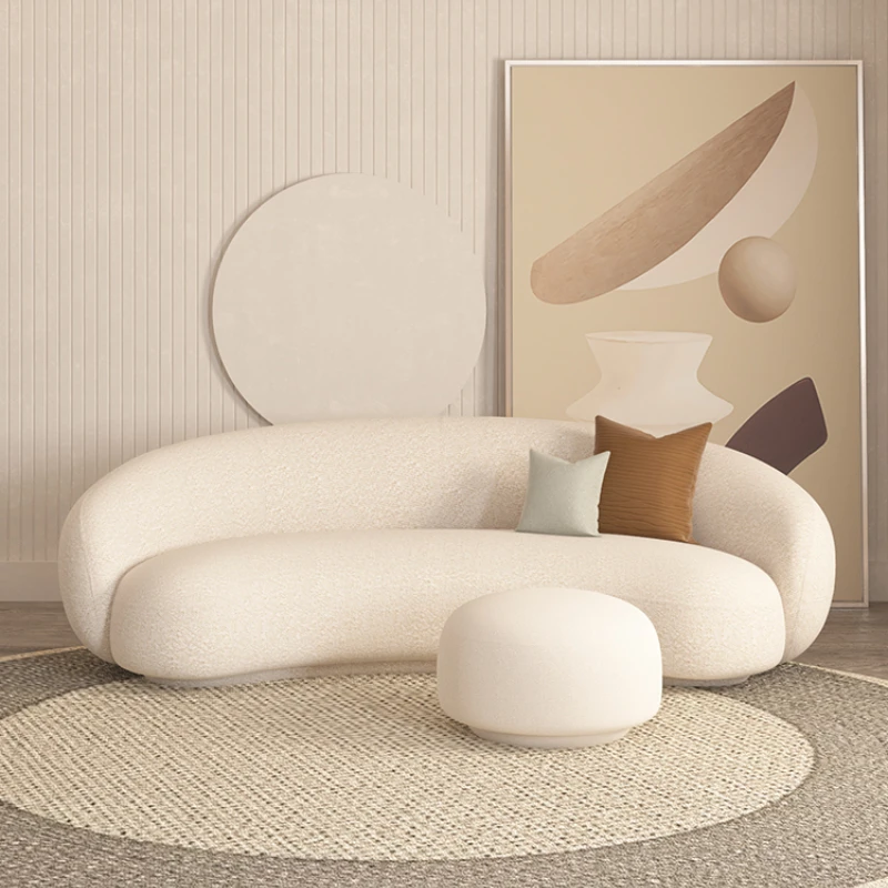 

Sofa Living Room Creative Arc Modern Minimalist French Cream Style Ins Small Apartment/Pea