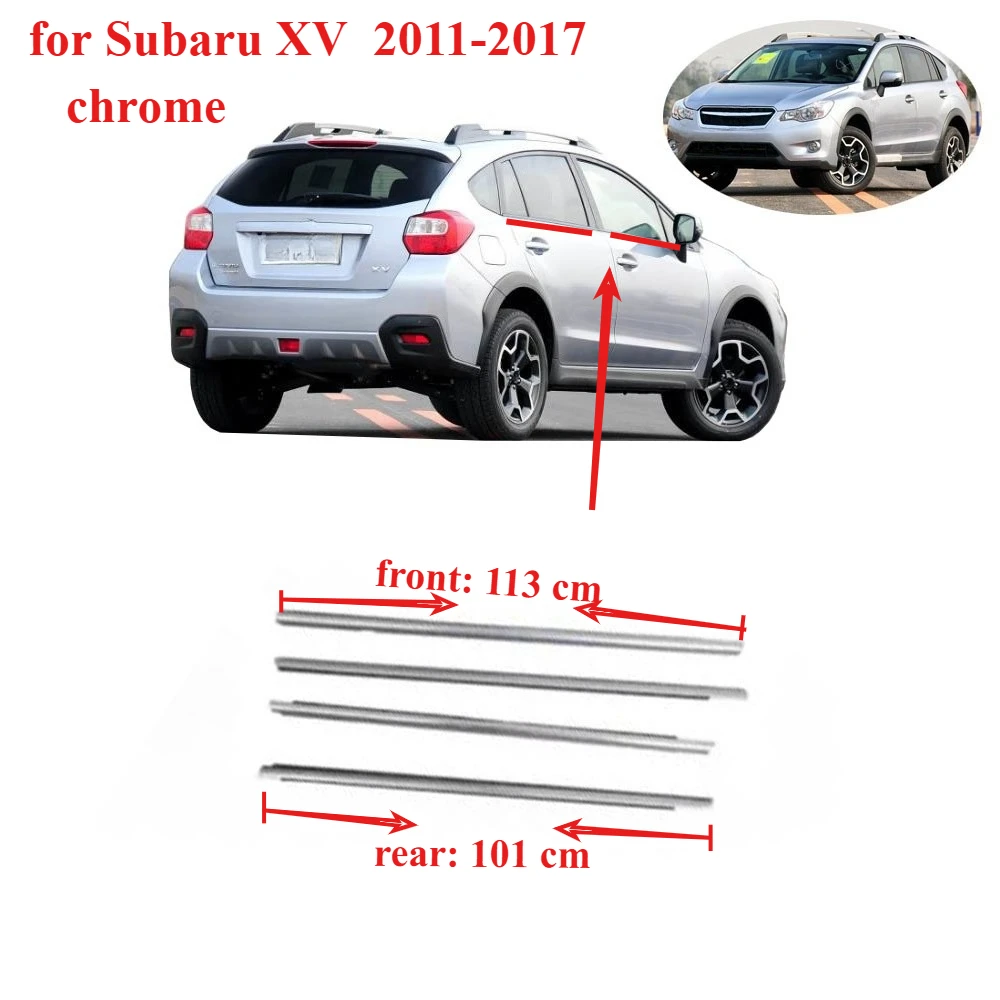 4 Pcs Chrome Moulding Window Door Belt Line for Subaru XV 2011-2017 62280-VA020 Weatherstrip Seal for Levorg WRX STI 62280-VA030