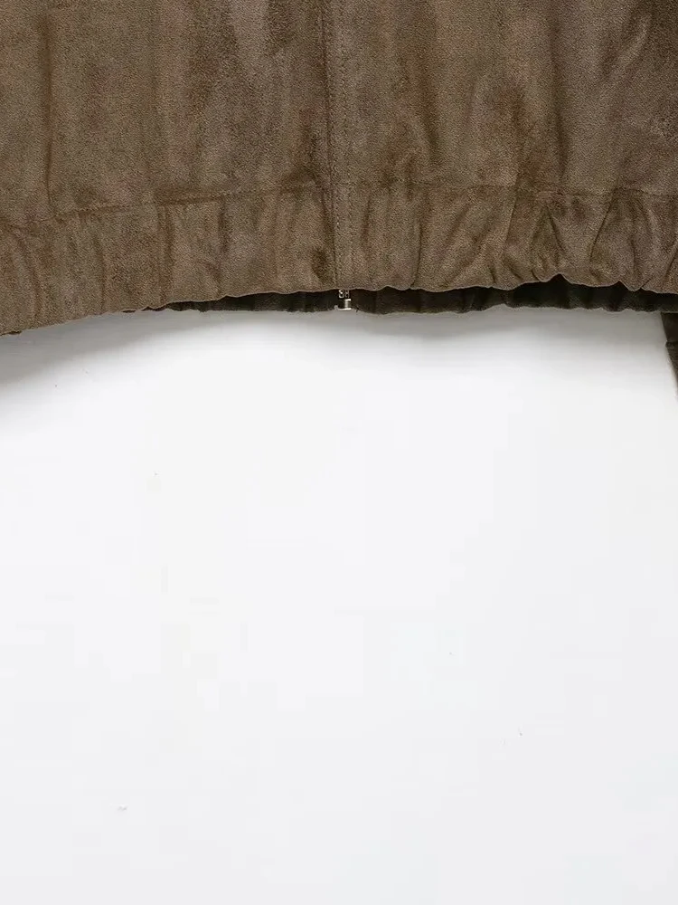 

HH женская элегантная однотонная зимняя куртка с отложным воротником женская повседневная свободная куртка с длинным рукавом и карманом на молнии с замшевой текстурой