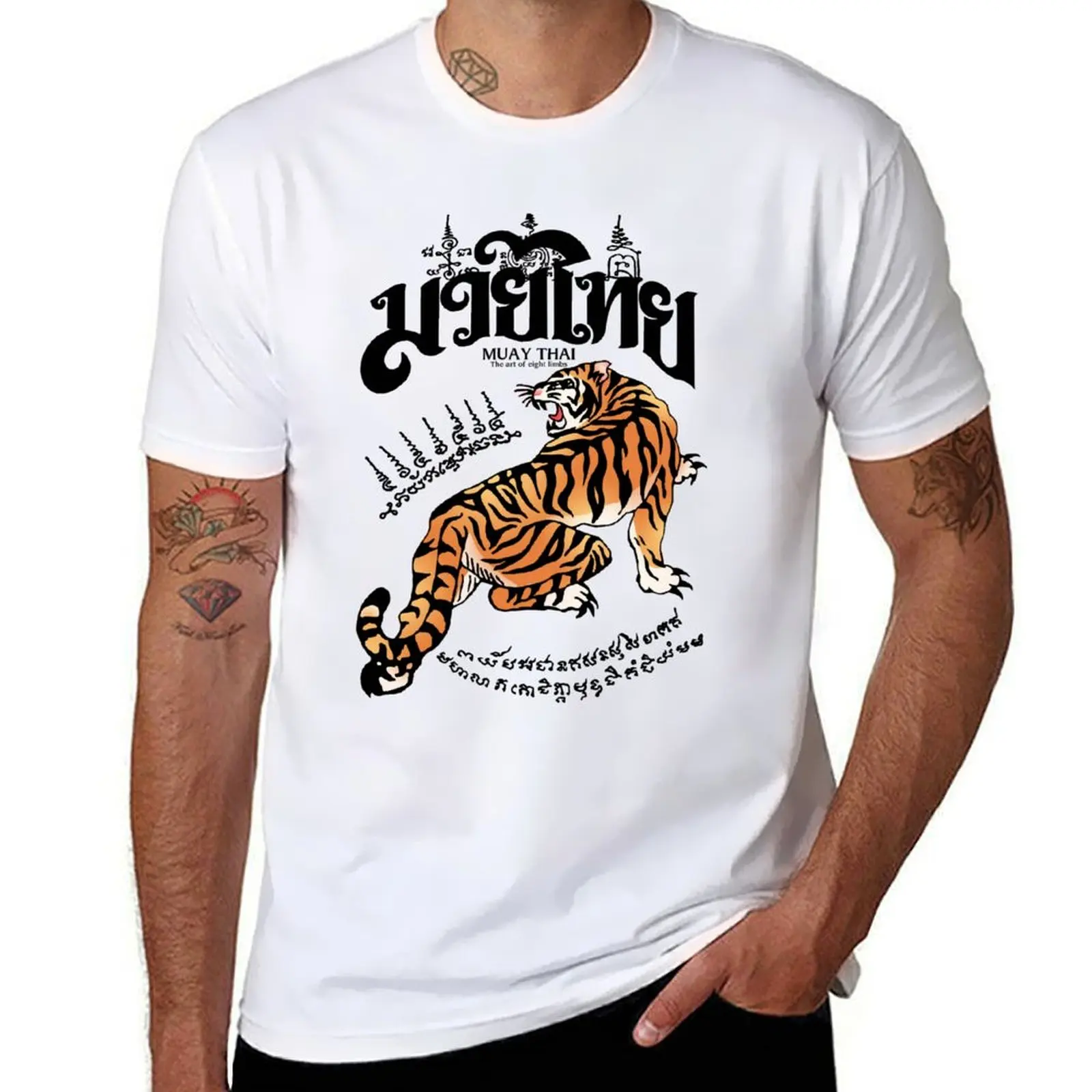 

Muay Thai Sak Yant Tiger T-Shirt man t shirt designer man t shirt cotton T-Shirt