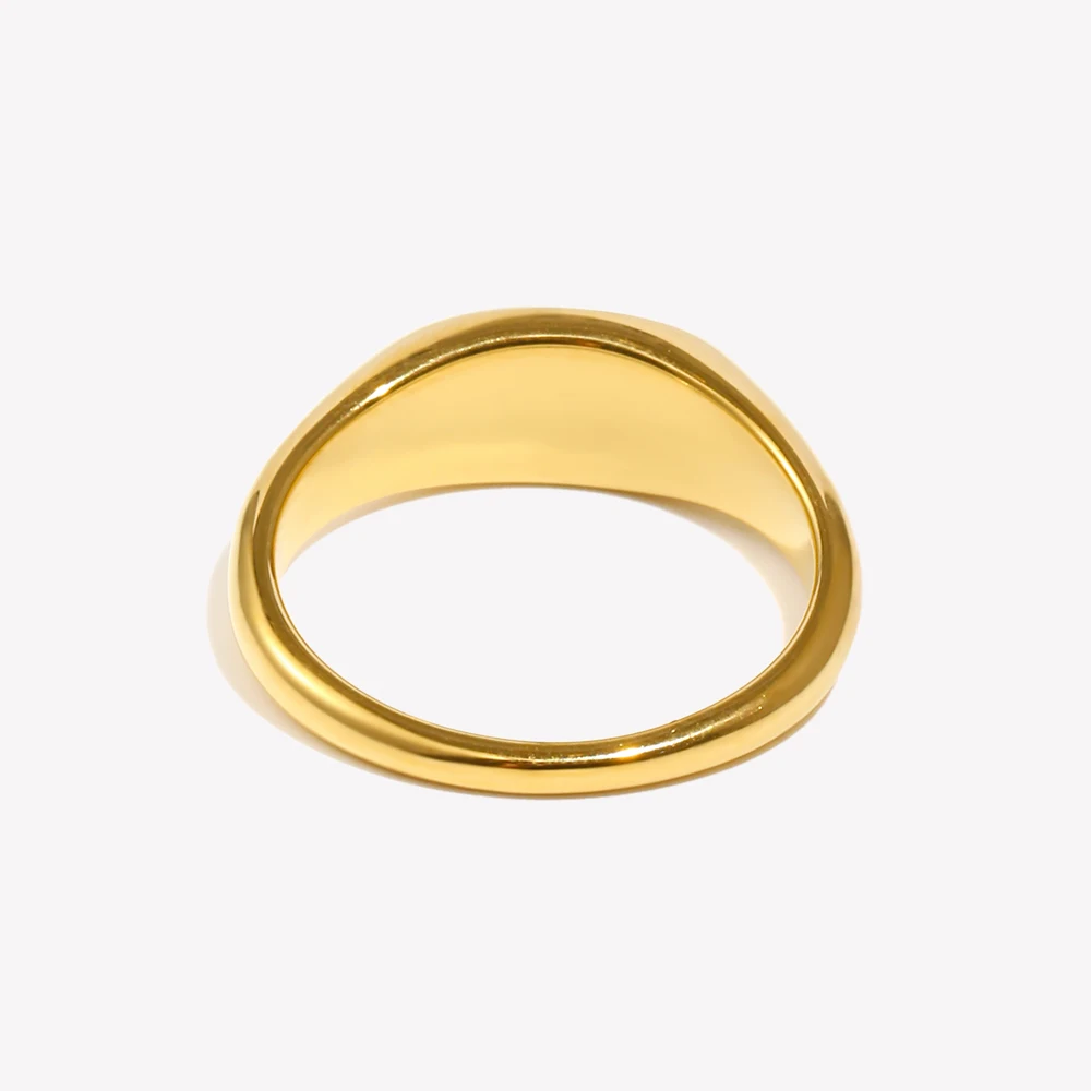 E.B.belle New Waterproof Stainless Steel Oval Face 3A Zircon Paved Star Ring Water Resistant 18K Gold Plated Rings For Lady
