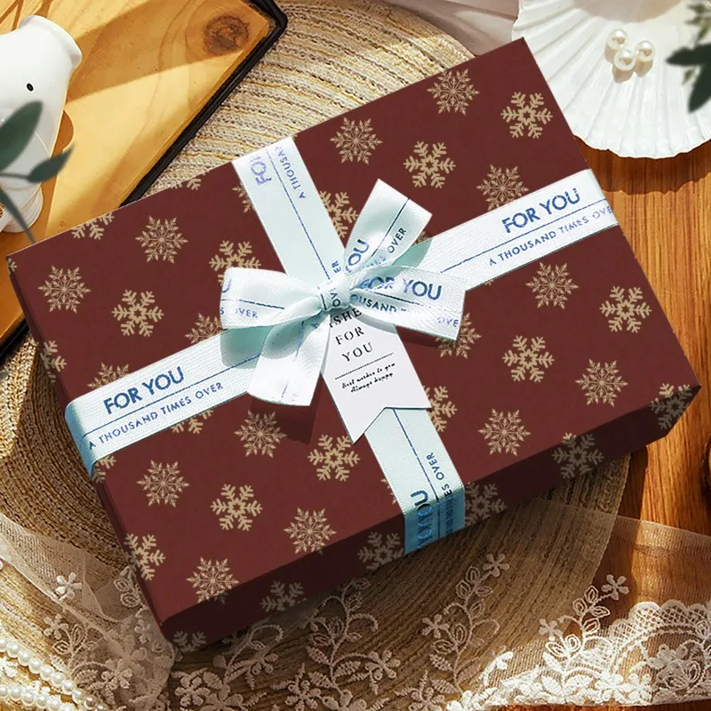 Christmas Wrapping Paper Roll, Red Background With Snowflake Pattern Suitable For Xmas Parties, Decorations, And Gift Wrapping