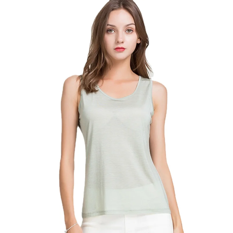 Elegant Silk Knitting Wear Tank Top for Women - Sleeveless Camisole with All-Around Suspender  HA19027