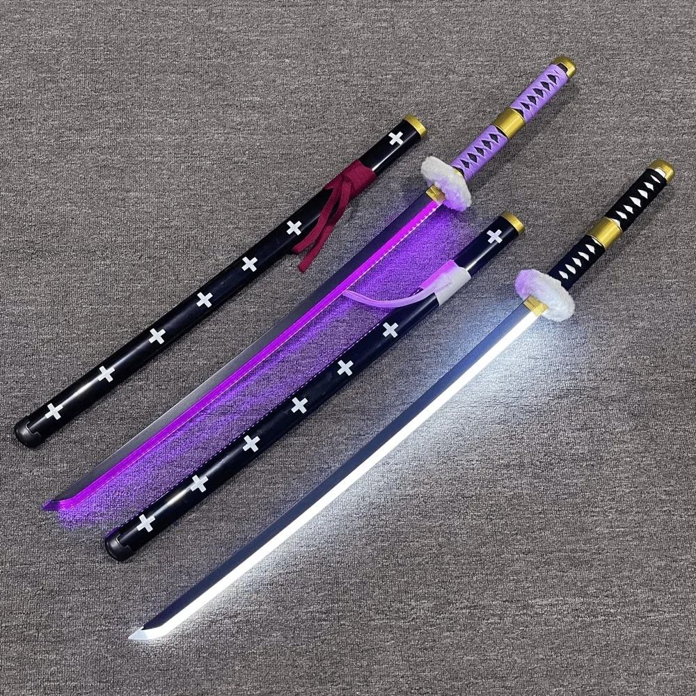 Espada luminosa Zoro Katana de 40 pulgadas, luz Led de Anime Roronoa Zoro, accesorio de Cosplay, tamaño Real, juguete de sable samurái Katana japonés