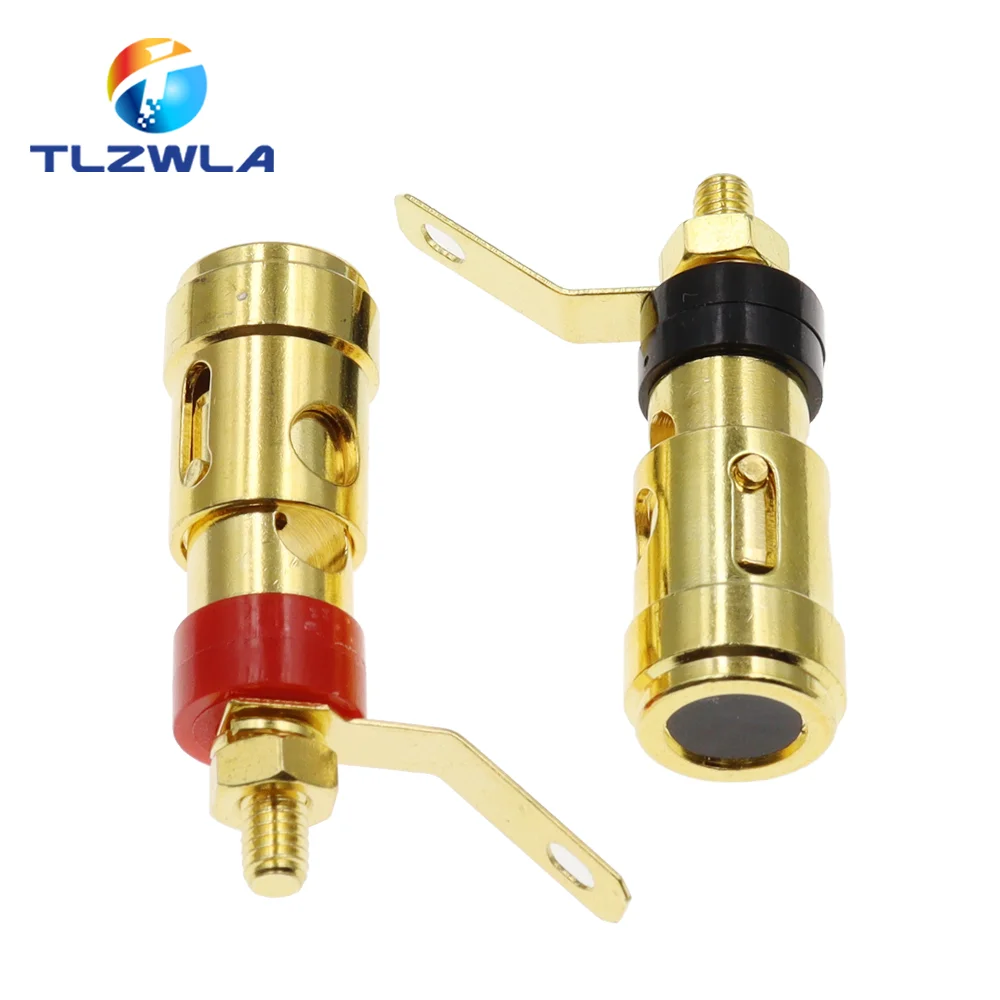 2PCS Gold-Plated Push-Type Spring Terminal Speaker Amplifier Spring Self-Locking Socket Push-Type Terminal