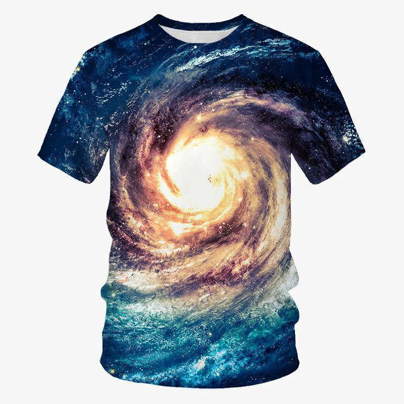 Colorful Men\'s T-Shirt 3D Galaxy Starlight Print Short Sleeve Tops Casual T Shirt Streetwear Oversized Tee Shirt Men Clothing