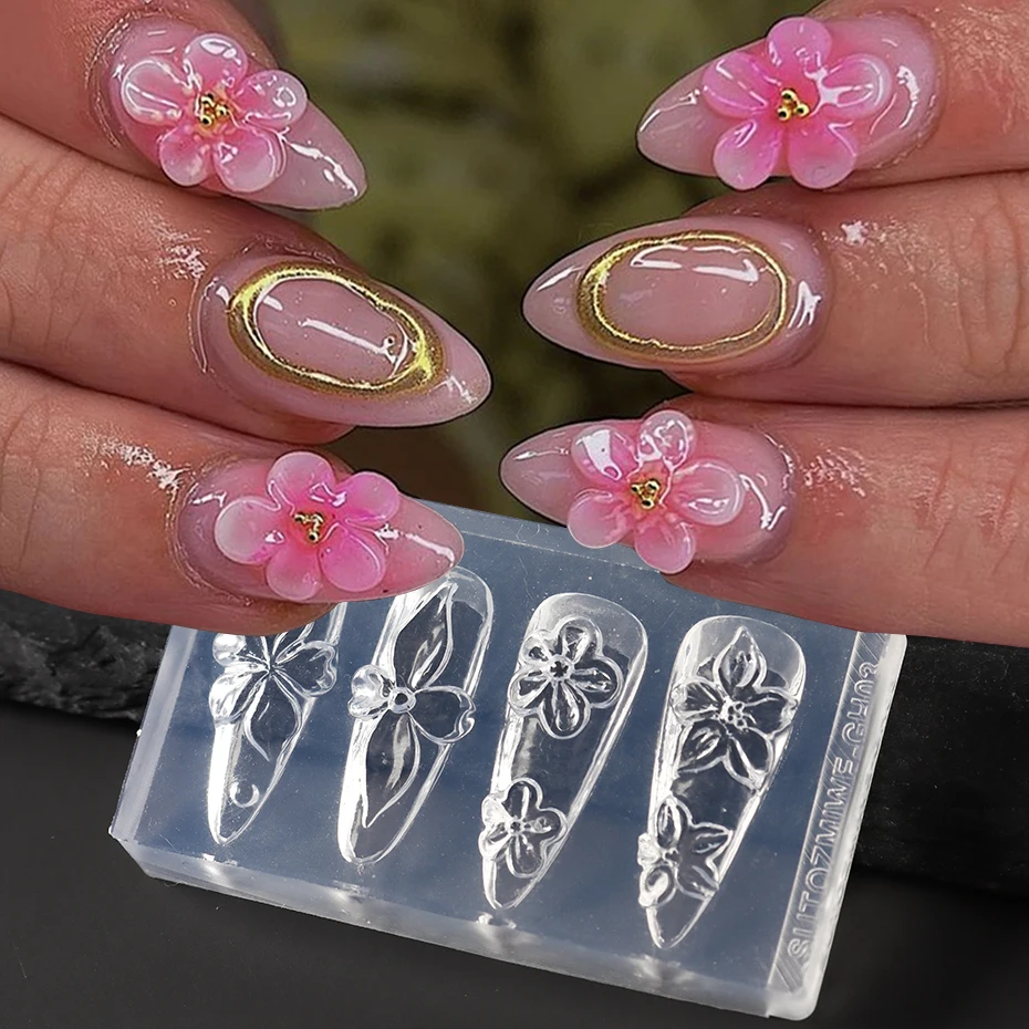 Transparent Ocean Flowers Nail Carving Mold 5D Tropical Lily Petals Nail Template Perfect For Summer Y2K Girly Nail Design