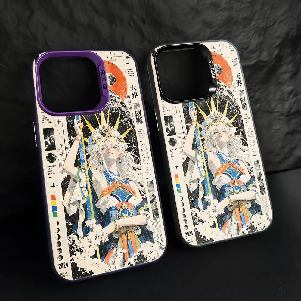 Anime Crown Girl Sun Art Print Y2K Phone Case Cool Girl For iPhone 18 17 16 15 14 13 12 11 Pro Max Plus Air Soft TPU Case