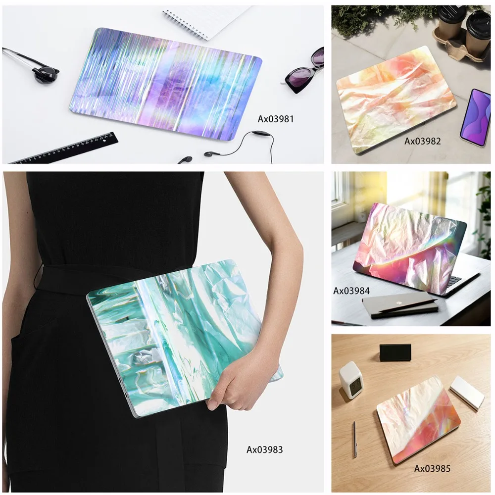 Pastel Pink Iridescent Crinkled Foil Laptop Sticker Self-Adhesive Decor Decal for Universal MacBook Notebook PC Art Mural Craft