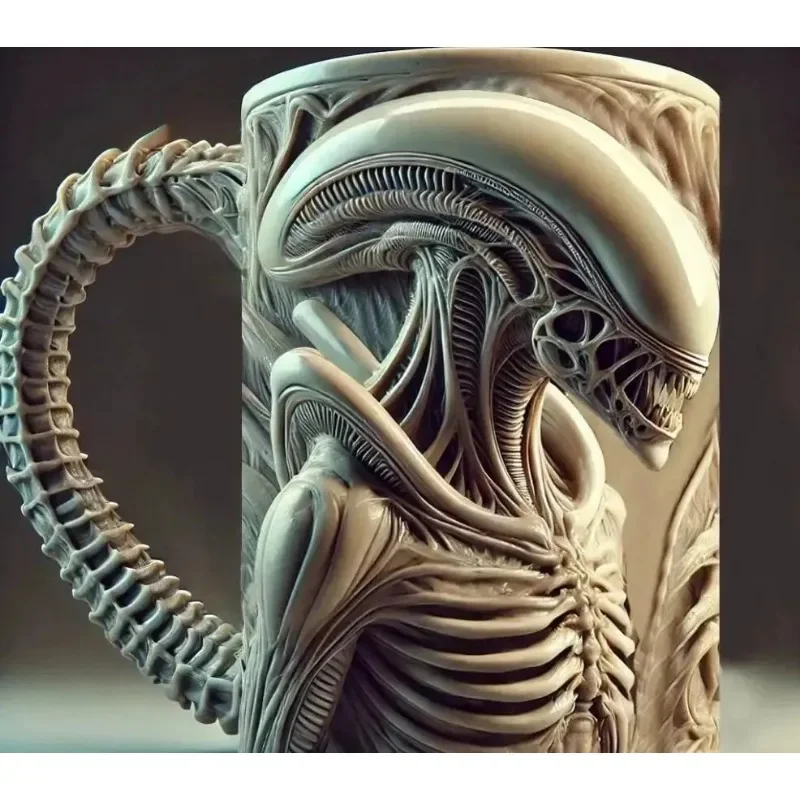 500ml Xenomorph  Mug 3D Three-dimensional Relief Creative Coffee Cup Resin for Home And Office