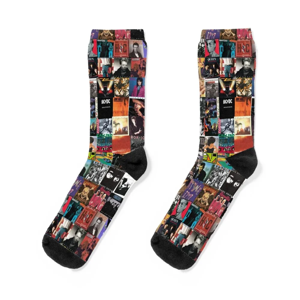 

80s Album Cover Collage Socks anti-slip kids floral snow Men Socks Luxury Brand Women's