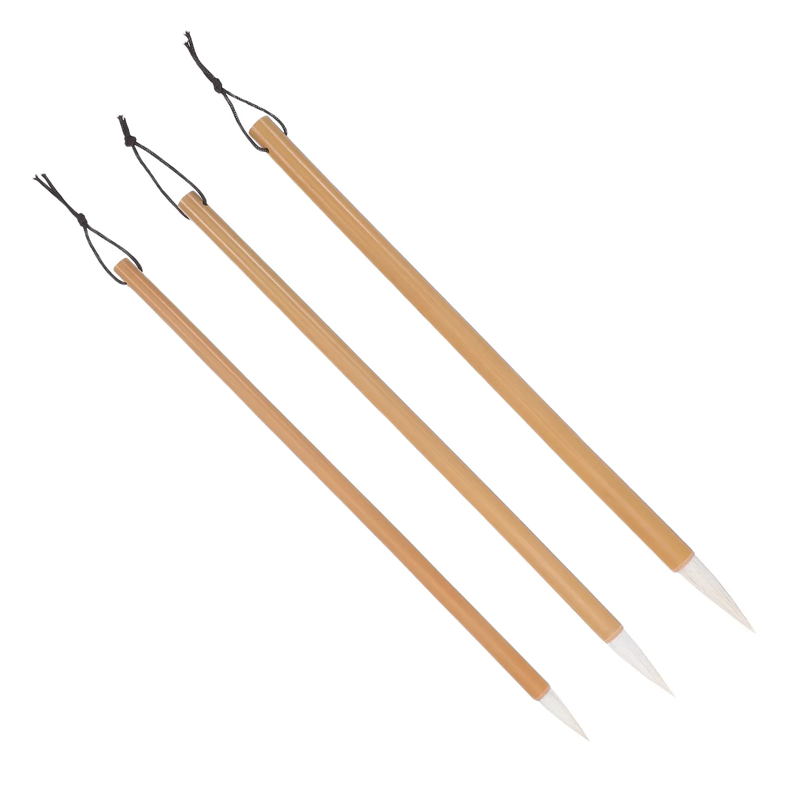 3Pcs Chinese Calligraphy Kit Bamboo Handle Goat Hair Brushes for Writing Painting Japanese Watercolor Art Calligraphy Drawing