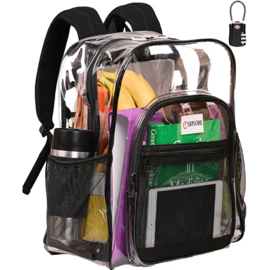

Heavy Duty has TSA Lock, 2-WAY Zipper. PVC Backpack X-Large - H18''xW14''xD8