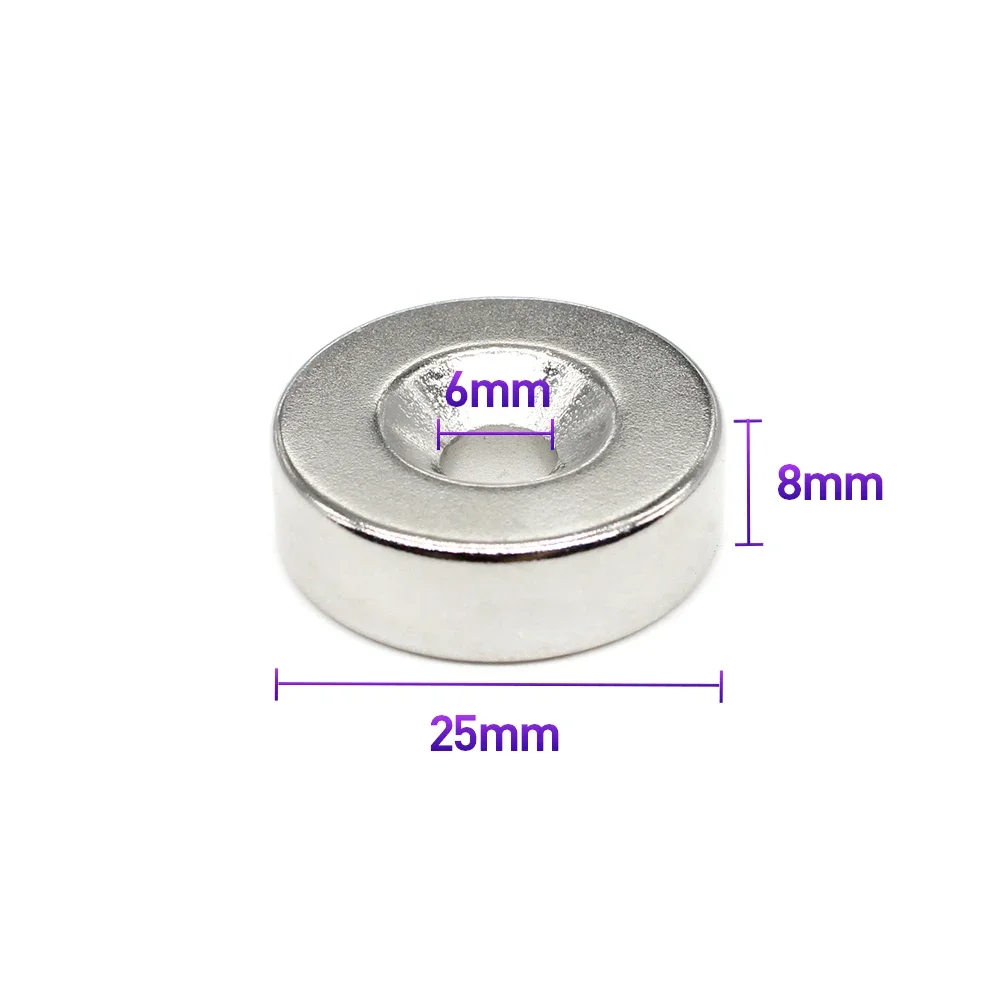 5/10Pcs 25x8-6mm Small Round Super Strong N35 Search Magnet Countersunk Neodymium Magnet Disc Imanes Fishing Magnet