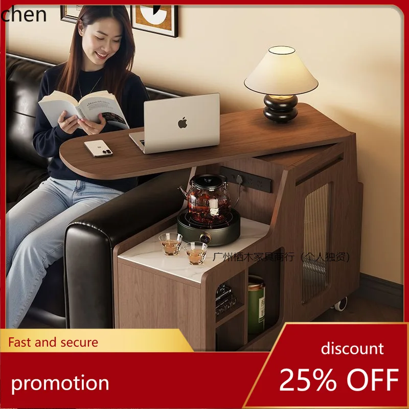 

HTT Vintage Style Rotating Side Table Sofa Movable Coffee Table Bedside Cabinet Living Room Storage Small Household