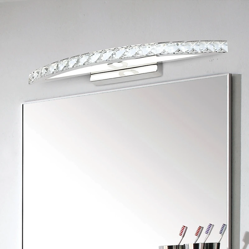 Luz LED para espejo de baño, lámparas de pared de cristal de acero inoxidable, lámparas de maquillaje, luces de baño, AC110V220V, 44cm/54cm