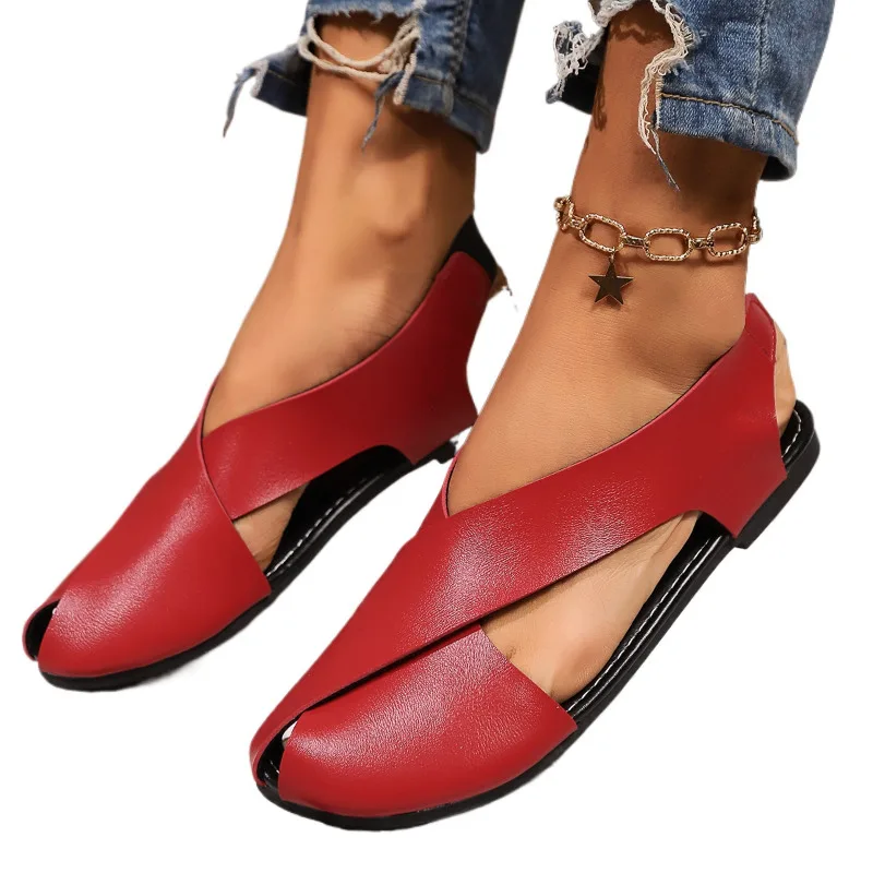 

official-website Women's Shoes Lace-up Cuff Women's Sandals Peep Toe Casual Sandals Women Summer Plus Size Best Flat Sandals