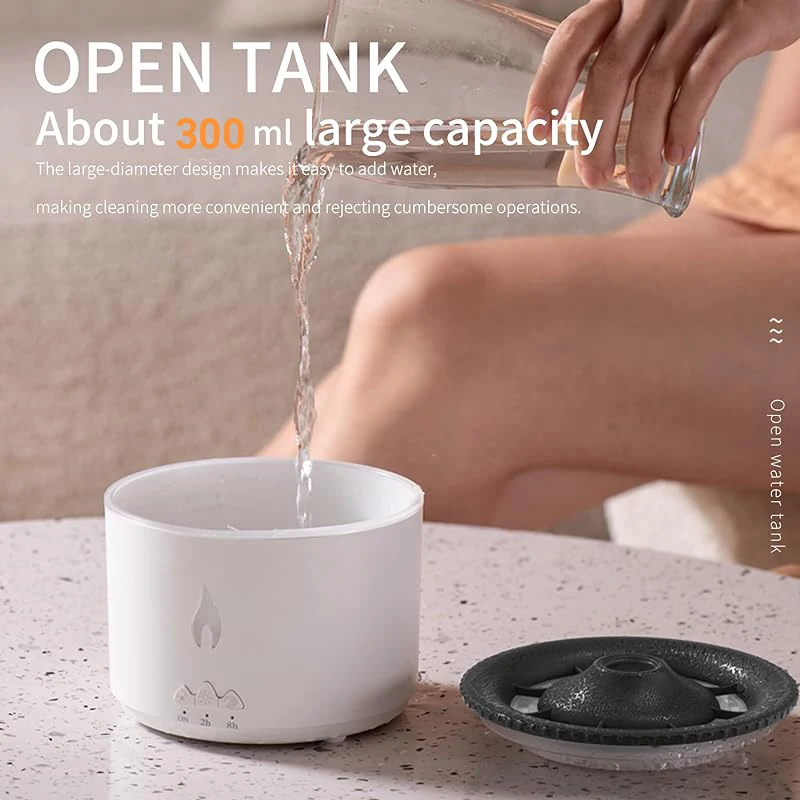 เครื่องพ่นอโรมาเปลวไฟสำหรับบ้านเครื่องทำความชื้นด้วยอัลตราโซนิค2สีเครื่องทำความชื้นกลิ่นหอมในบ้านสำหรับห้องนอน Essential