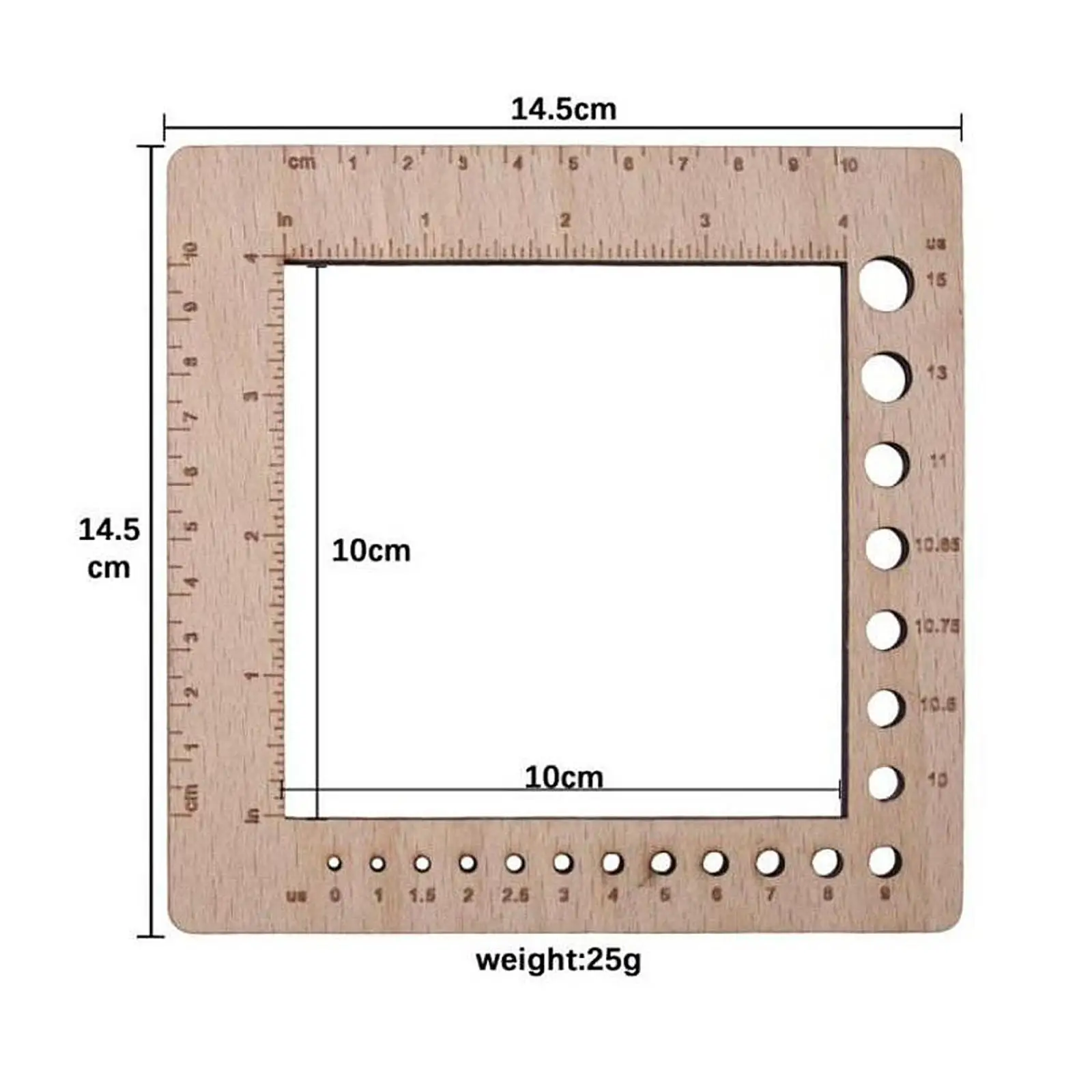 Wood Knitting Gauge Ruler Smooth Easy to Read Lightweight Practical Student