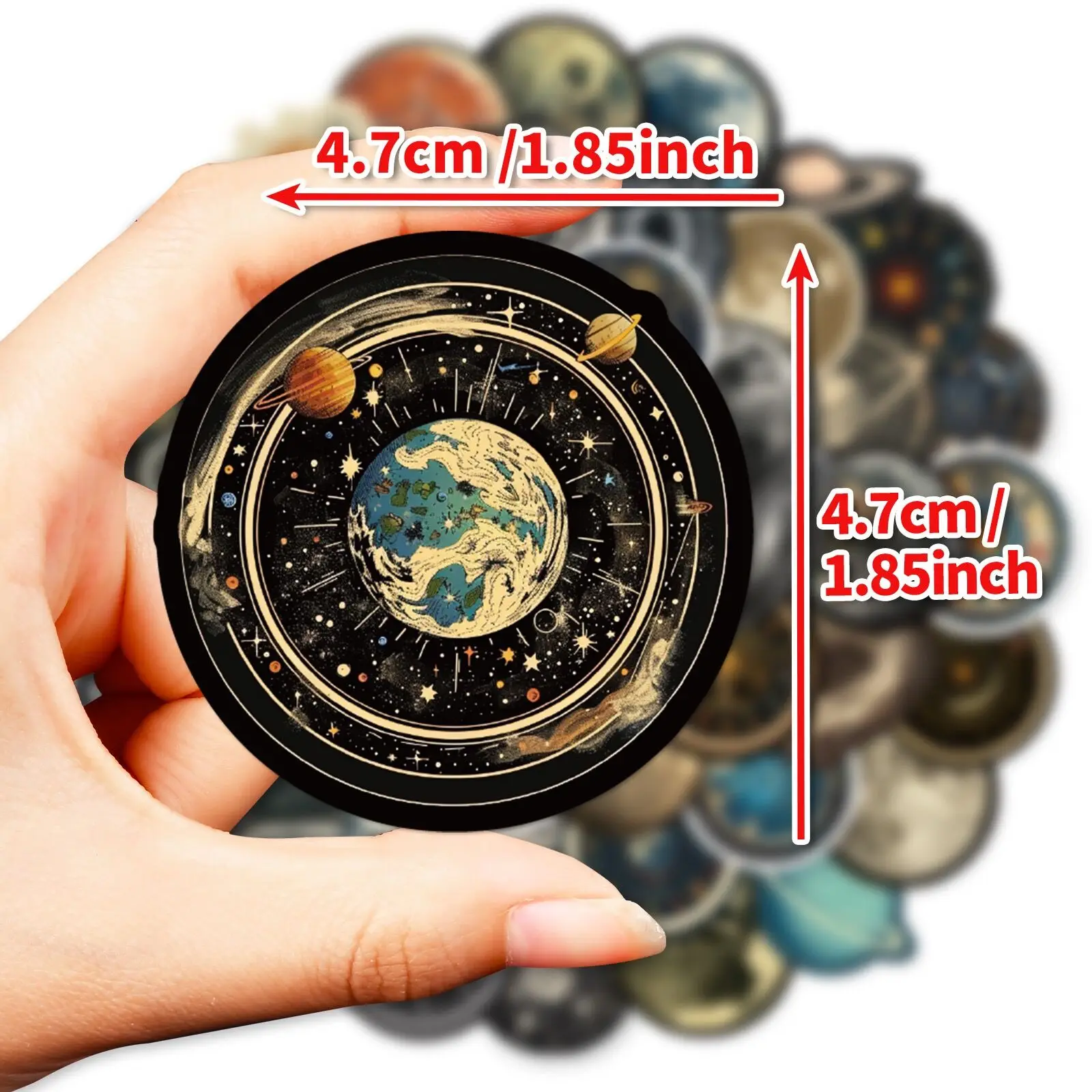 10/50pcs Vintage Astronomy Universe Galaxy Planets Moon Stickers Astrology Decals DIY Diary Laptop Luggage Skateboard Sticker