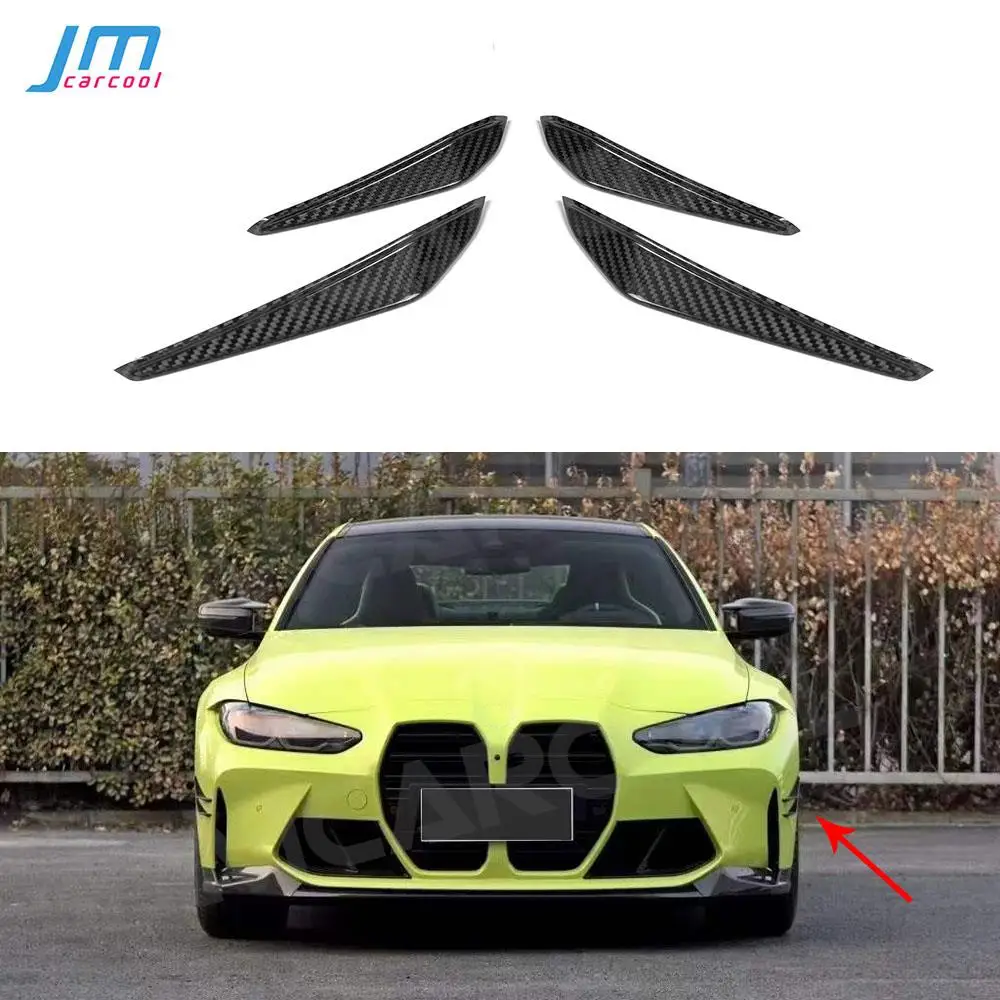 

Front Bumper Side Canards Fins Flaps Trims Dry Carbon for BMW 3 4 Series G80 G82 G83 M3 M4 2021 UP MP Style Fiber Glass