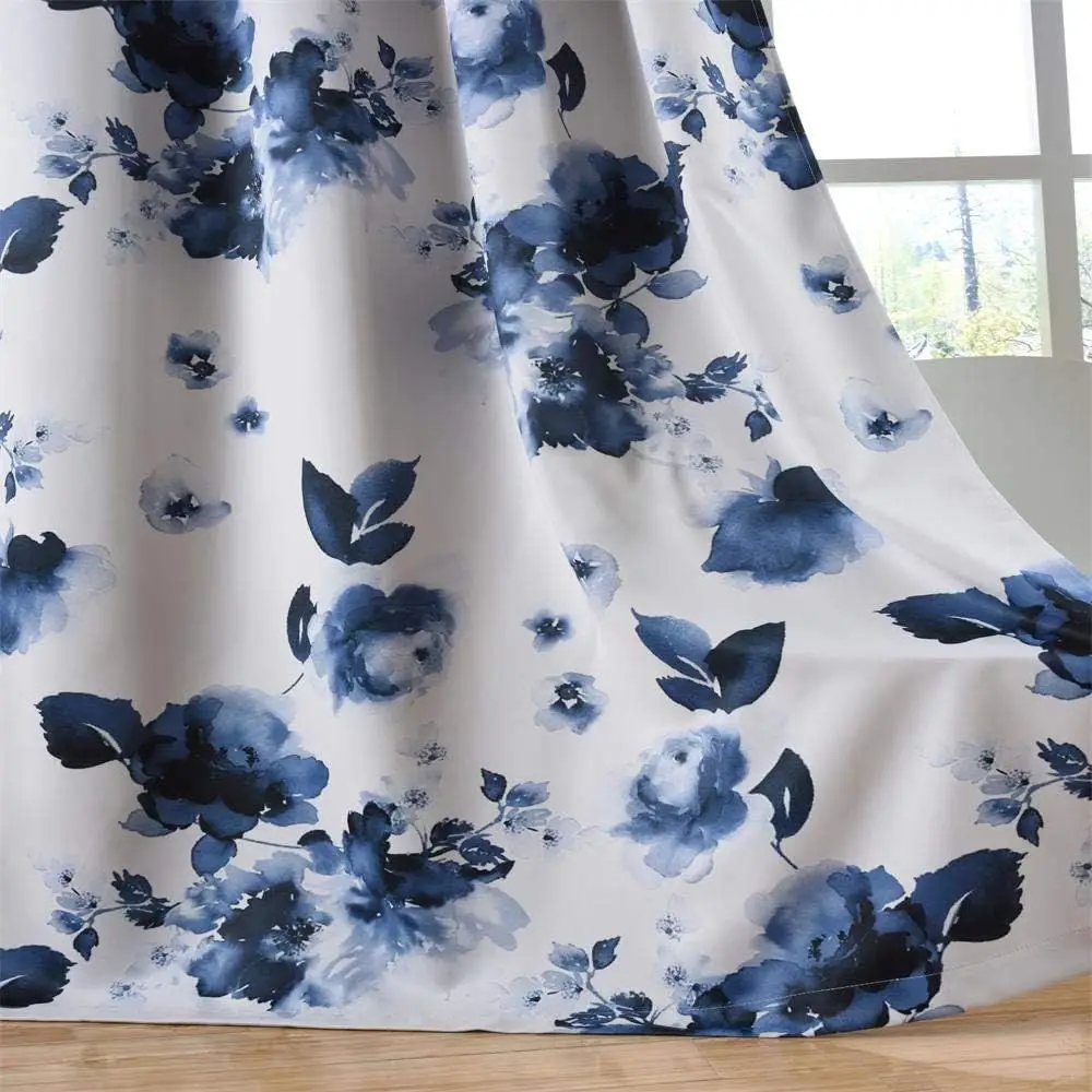 

84-дюймовый стержень для карманной комнаты, затемняющие оконные шторы, китайская традиционная живопись тушью, стилизованные листья и цветы, произведения искусства, свидание