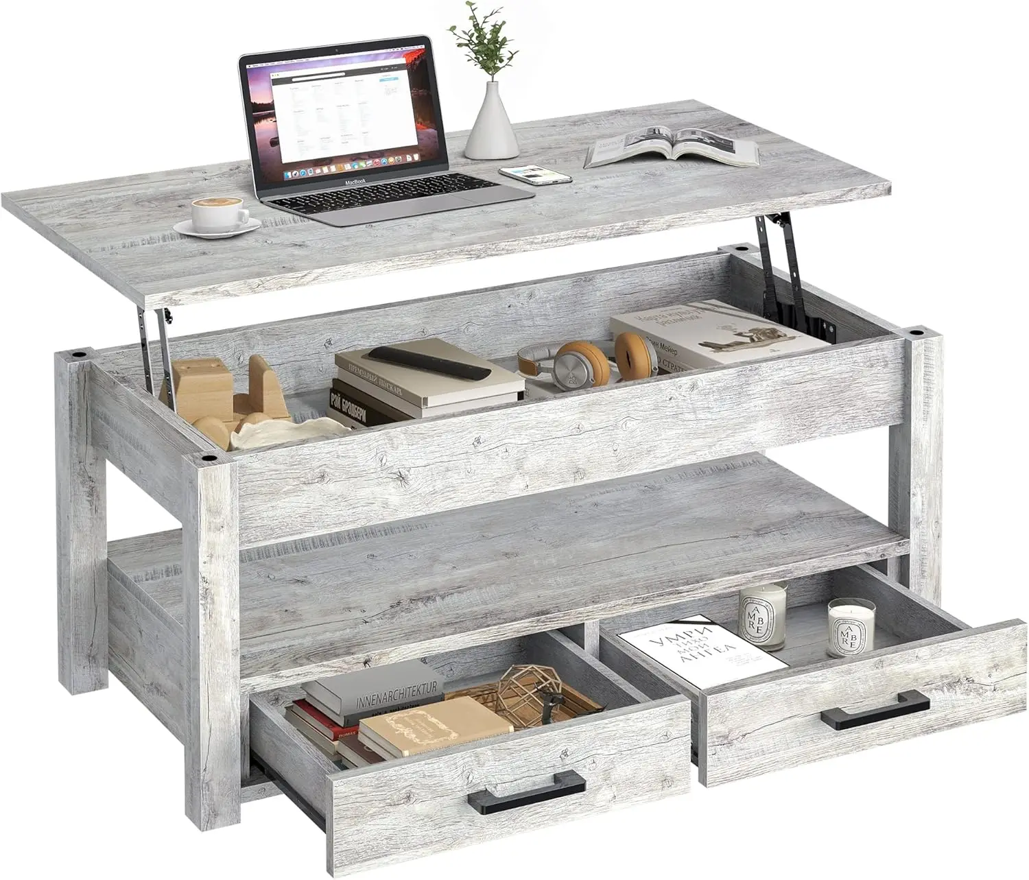 

Скрытое отделение для гостиной, коктейльный столик среднего века с 2 предметами хранения, чайный столик для дома и офиса