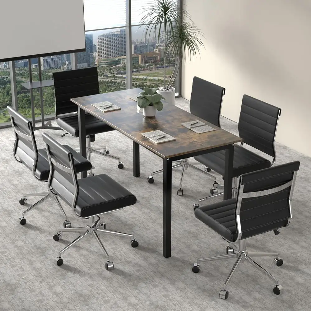 Stół do sali konferencyjnej, nowoczesny stół do spotkań biurowych, prostokątny stół do sesji szkoleniowych w sali zarządu, długie stoły biznesowe (brązowy, 5