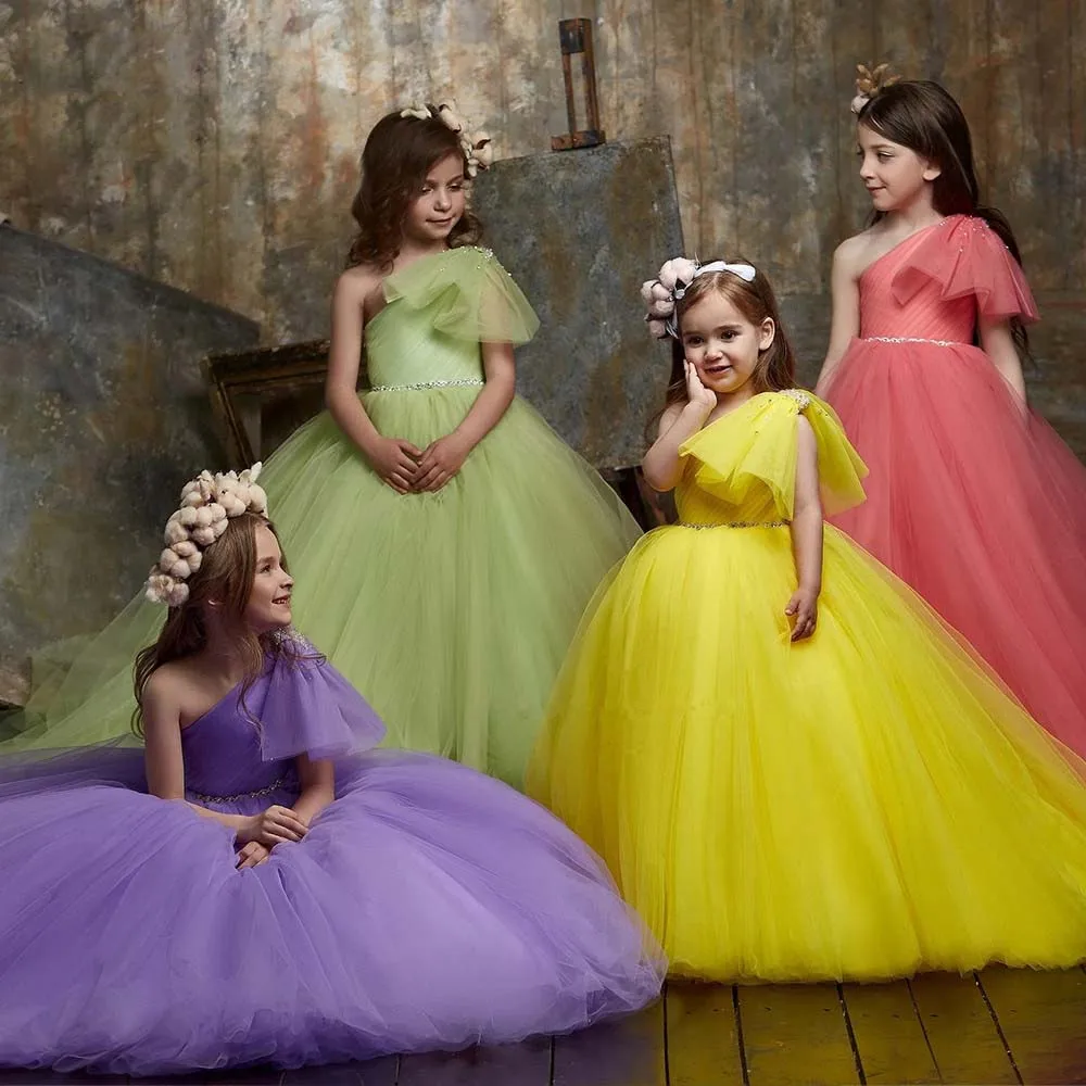 

Fashion Tulle Flower Girl Dress for Wedding Party Ball Gown Children Pageant Gown Girls Clothes First Communion Dresses