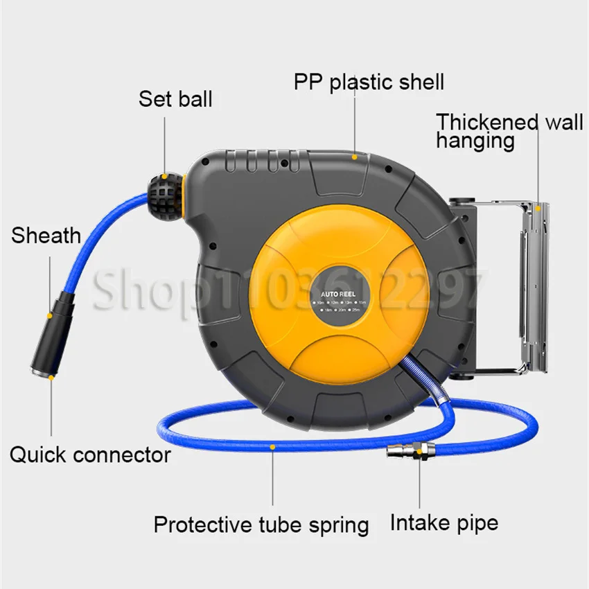 Bobina per tubo flessibile retrattile automatico per tamburo d\'aria Riparazione auto dedicata Collettore per tubo dell\'aria Accessori pneumatici per