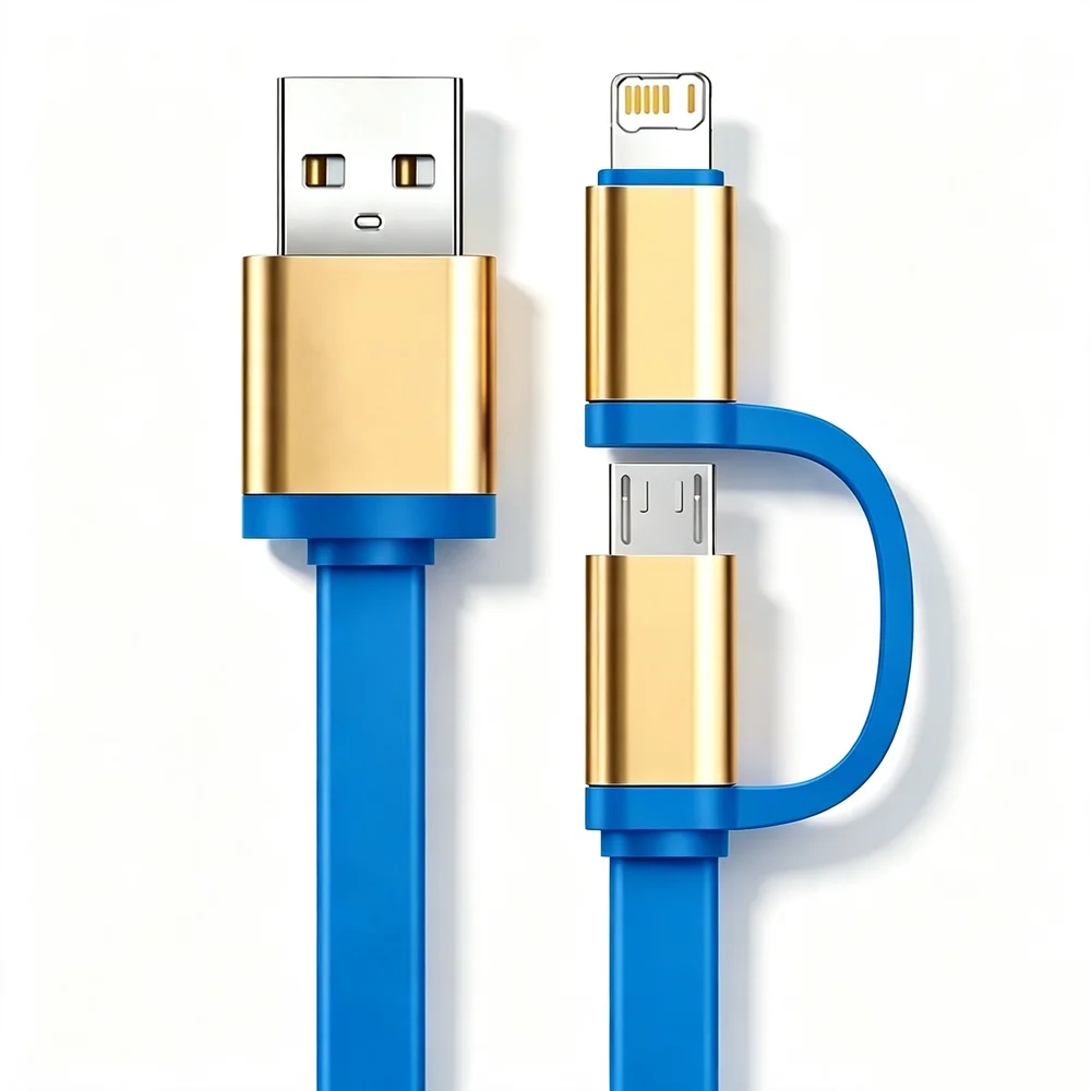 2 in 1 Micro USB Charging Cable For iPhone X XR XS 11 12 13 14 Pro Max Redmi 9A 10A 12C Honor 8X 9i 20i OPPO A73 A77 A7X R11 R15