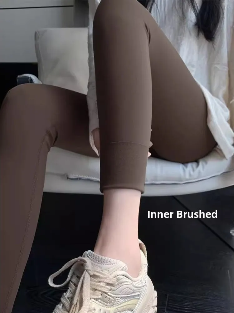 

Утепленные женские леггинсы для йоги с высокой талией, осенне-зимние, на флисовой подкладке, теплые, утягивающие, базовый слой, с контролем живота